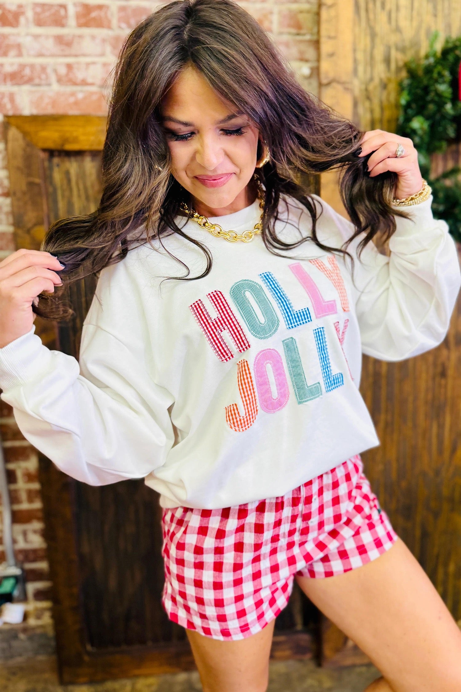 Holly Jolly Patchwork Sweatshirt