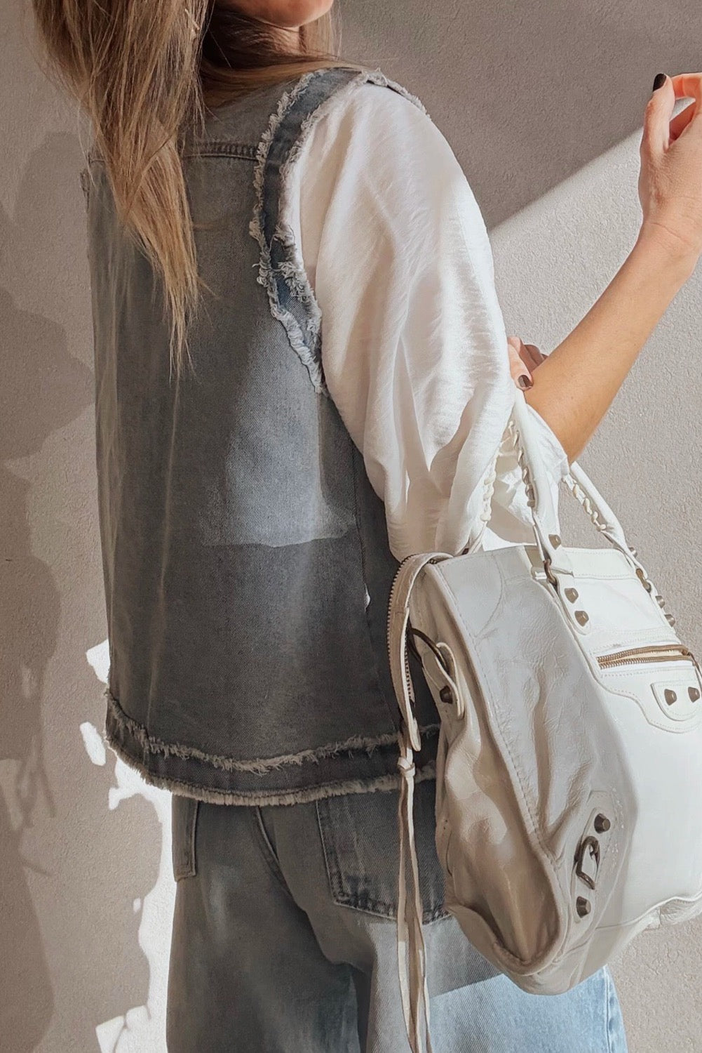 Amanda Frayed Denim Vest