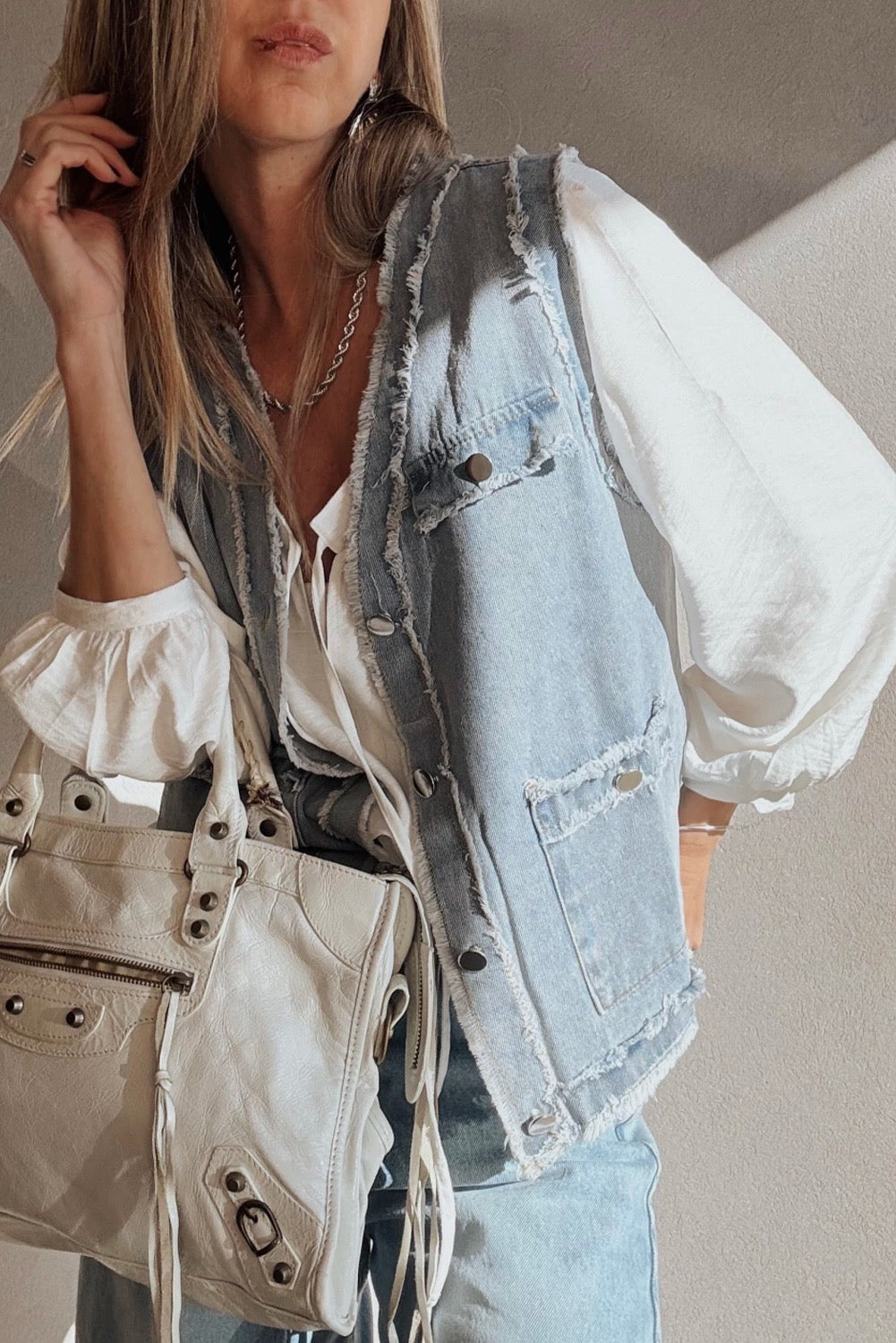 Amanda Frayed Denim Vest