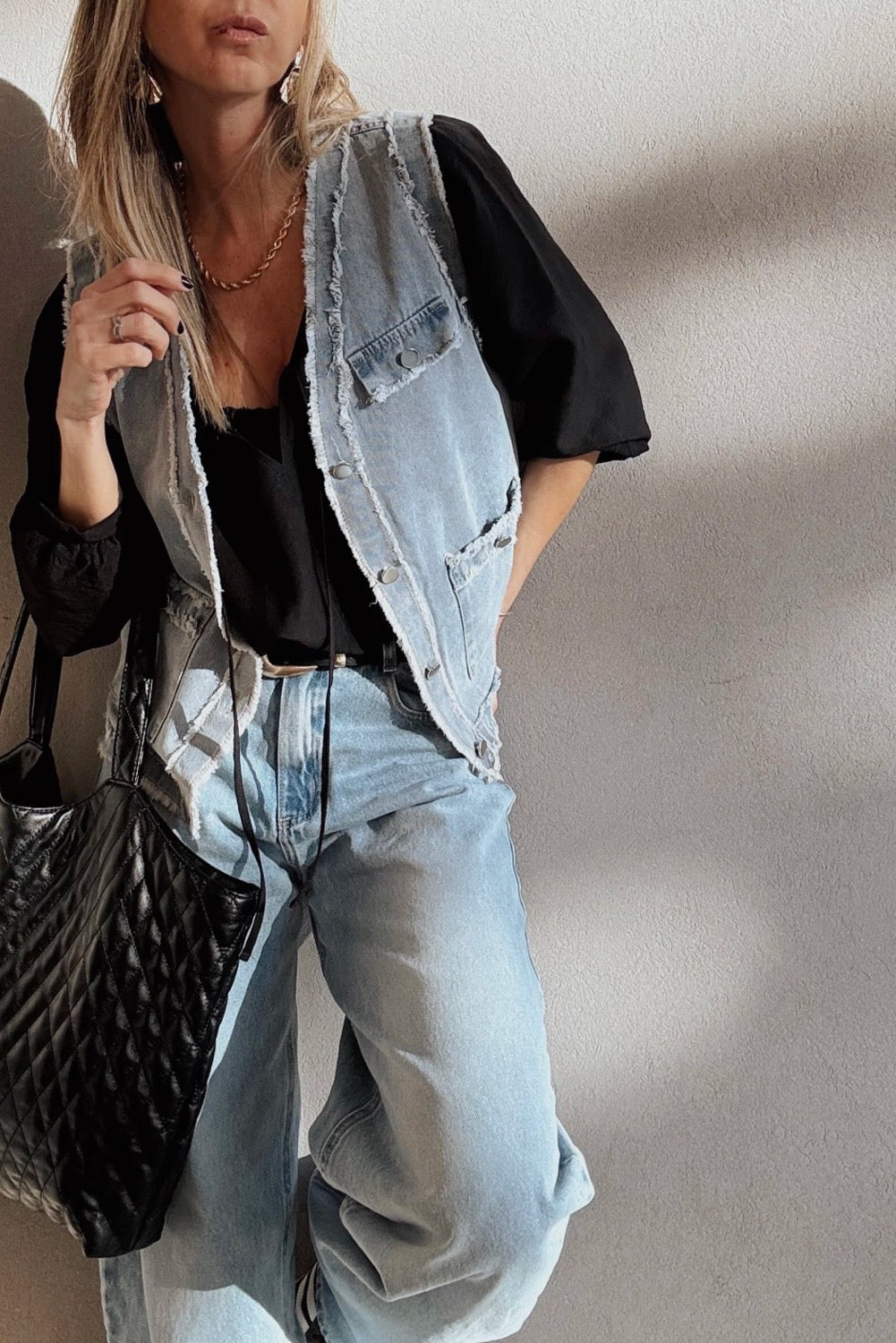 Amanda Frayed Denim Vest