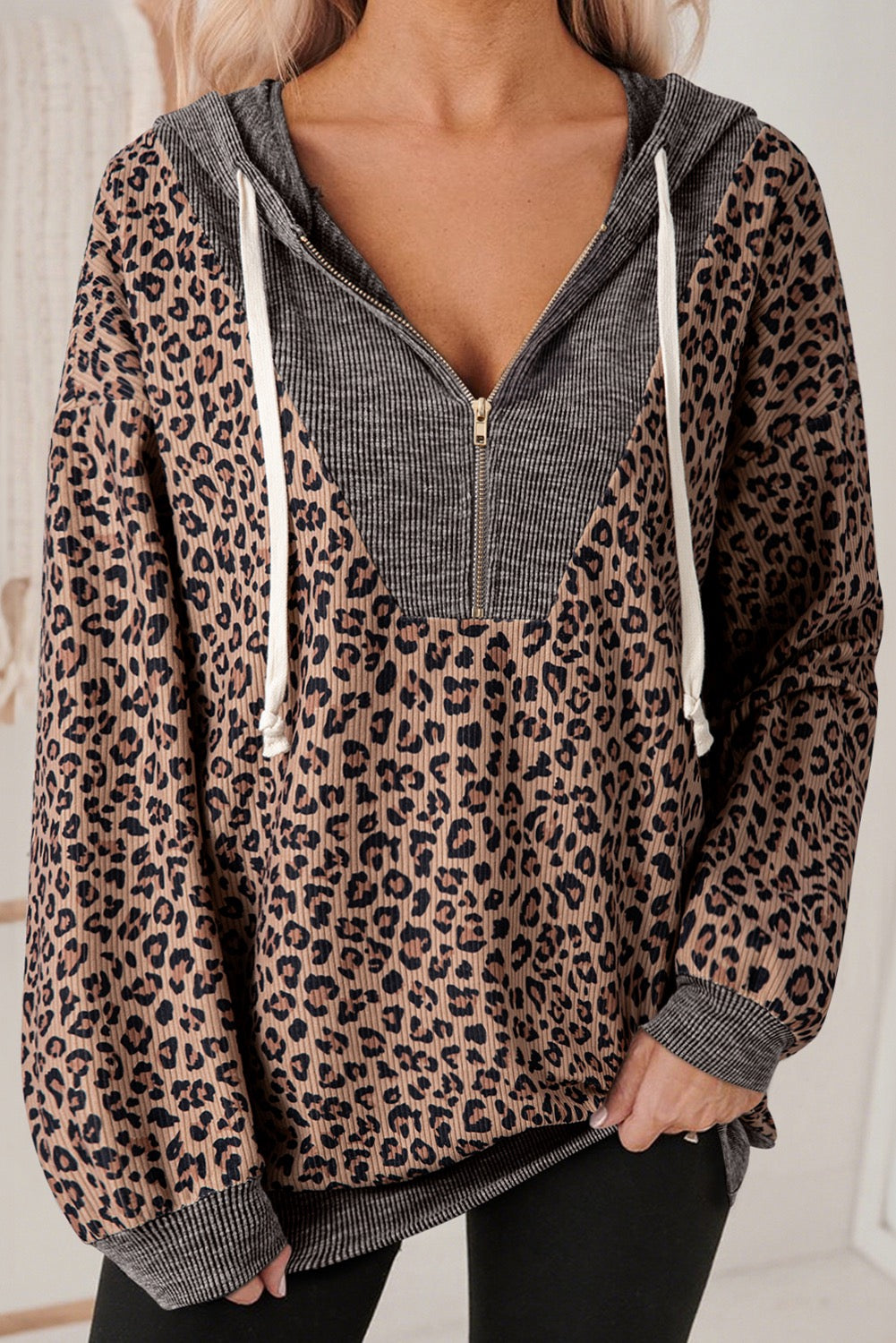 Lera Leopard Half Zip