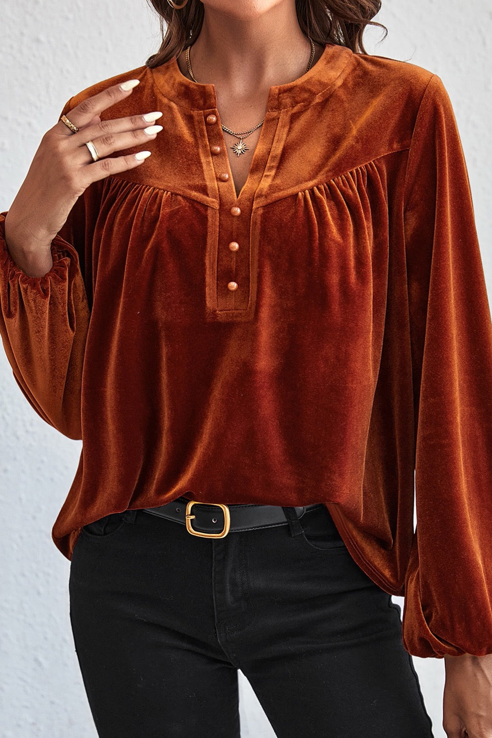 Gold Flame Velvet Top