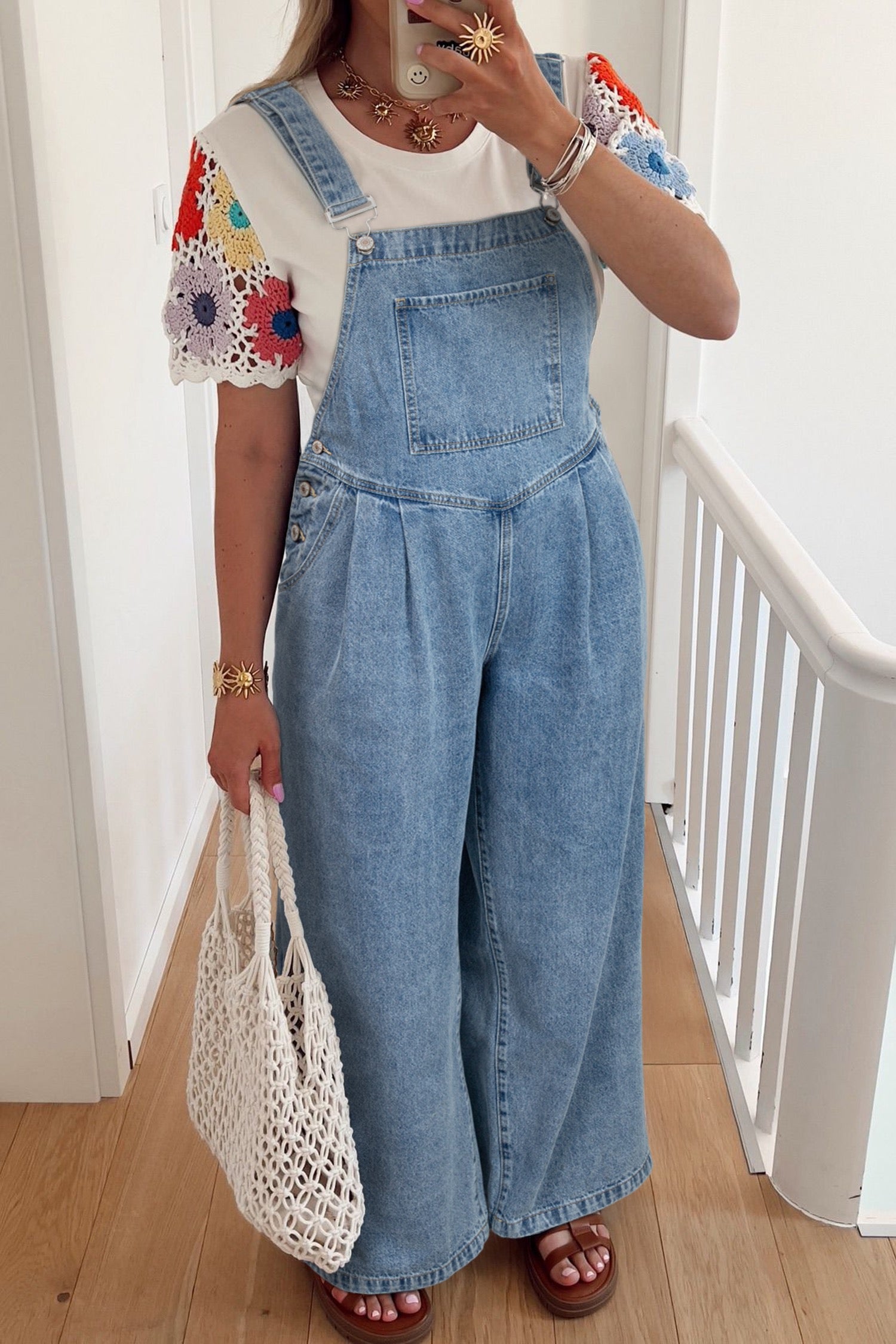 Flower Market Wide Leg Overalls