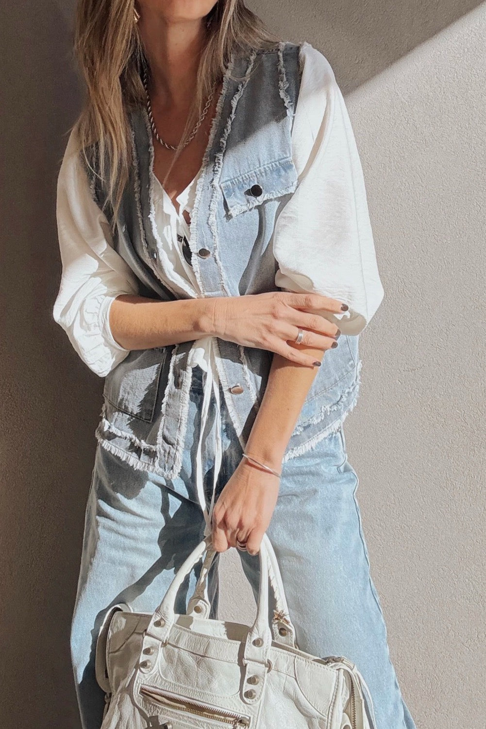 Amanda Frayed Denim Vest