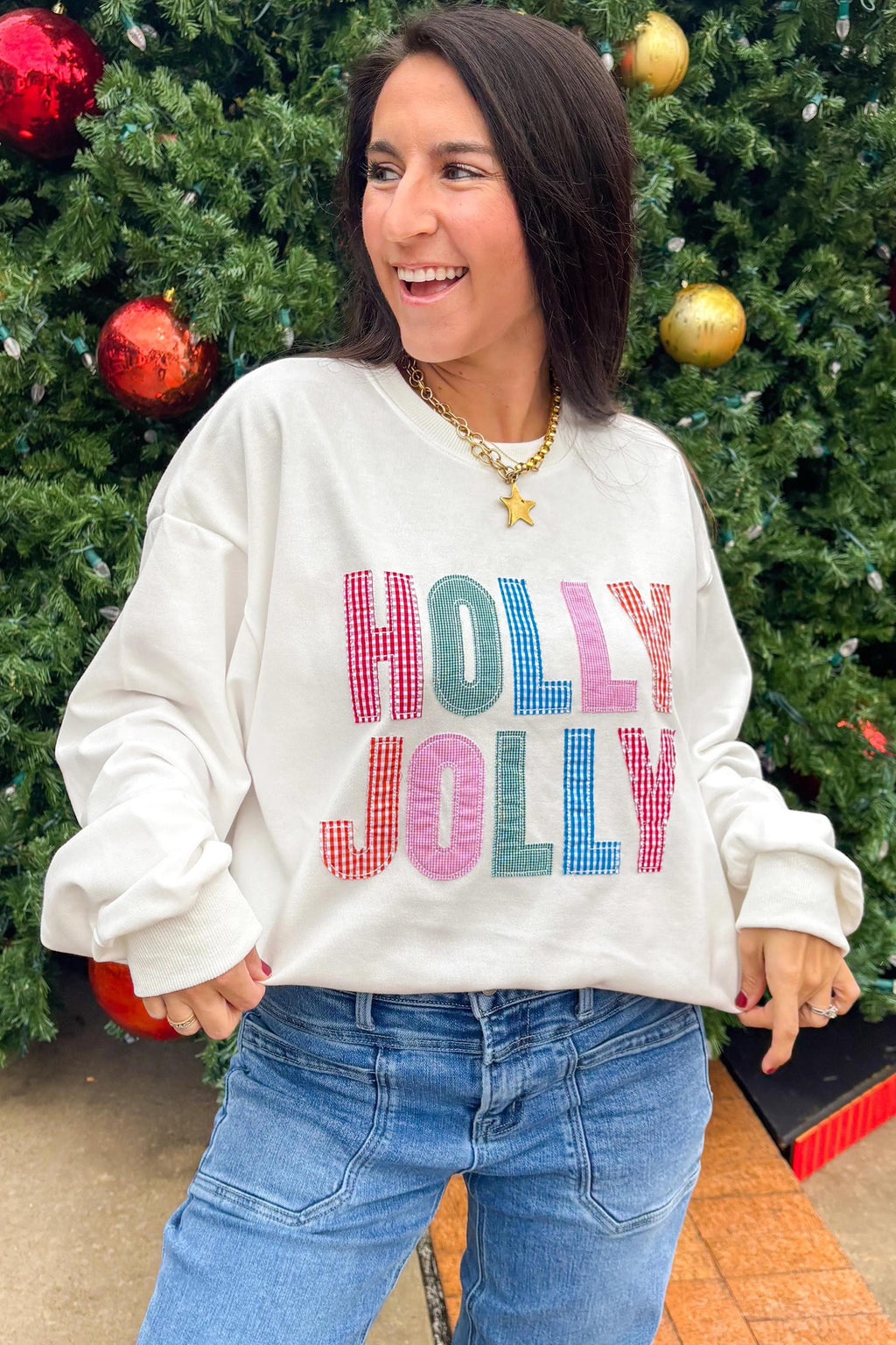Holly Jolly Patchwork Sweatshirt