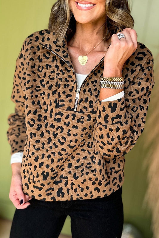 Carrie Leopard Half Zip