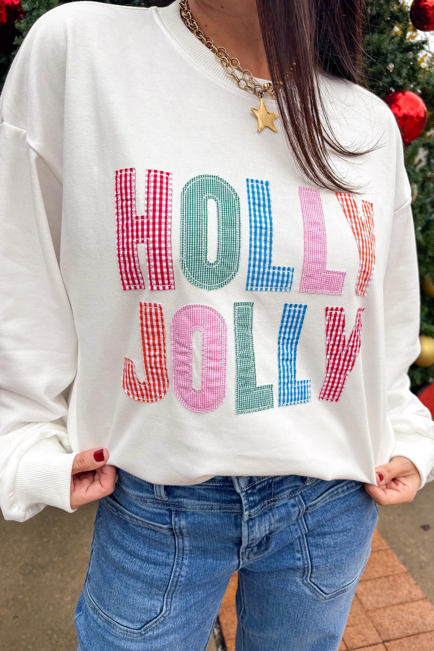 Holly Jolly Patchwork Sweatshirt