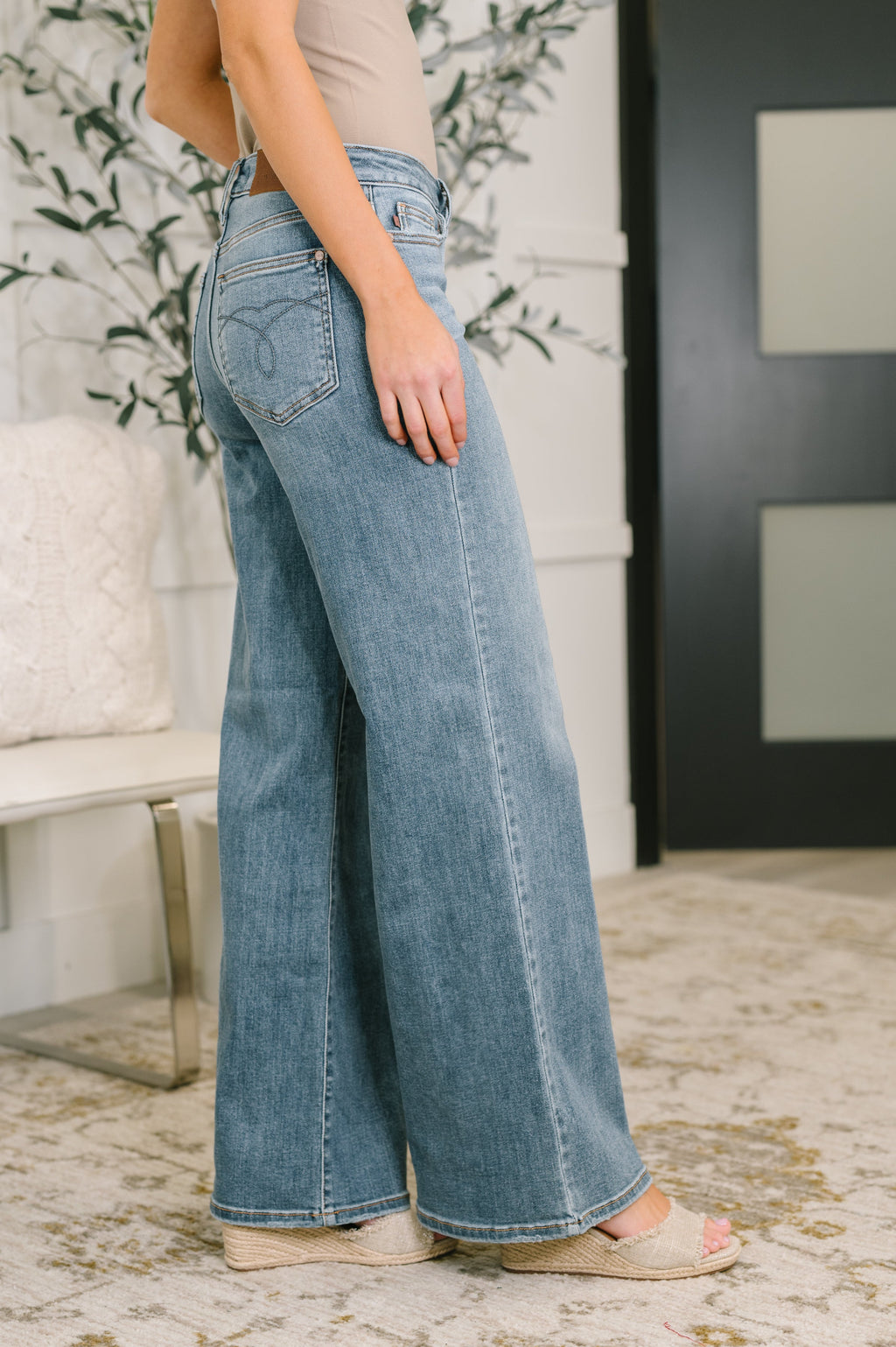 Adrian Mid Rise Retro Wide Leg-Judy Blue
