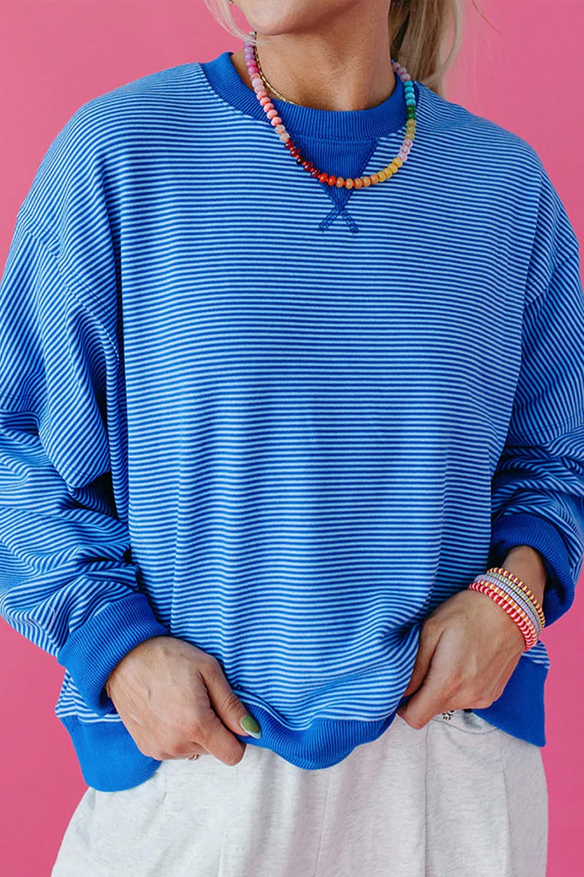 Wrap It In Blue Pullover