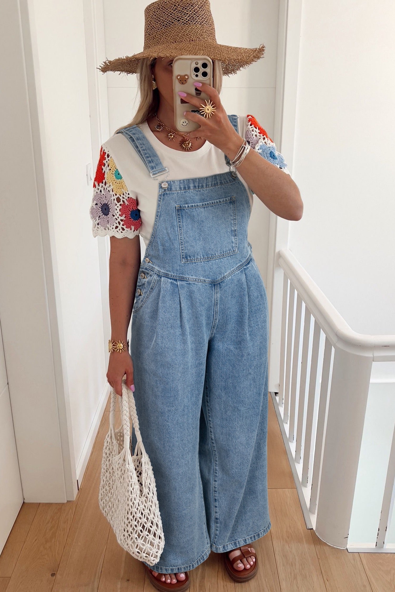 Flower Market Wide Leg Overalls