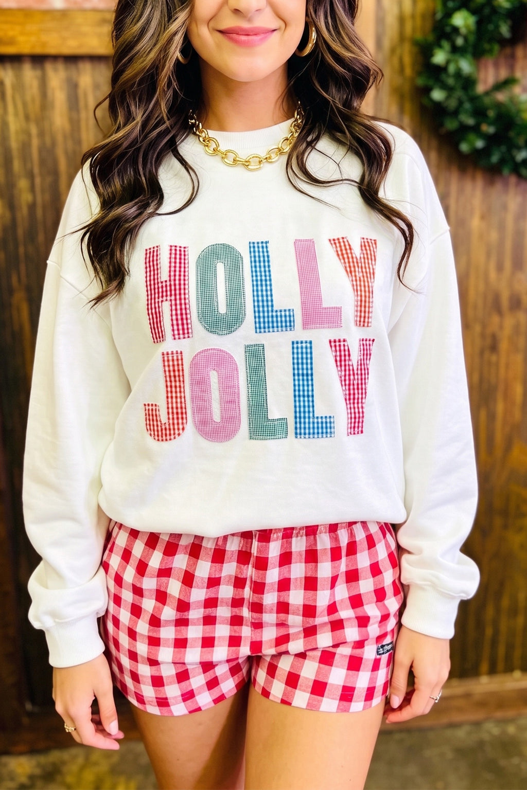 Holly Jolly Patchwork Sweatshirt