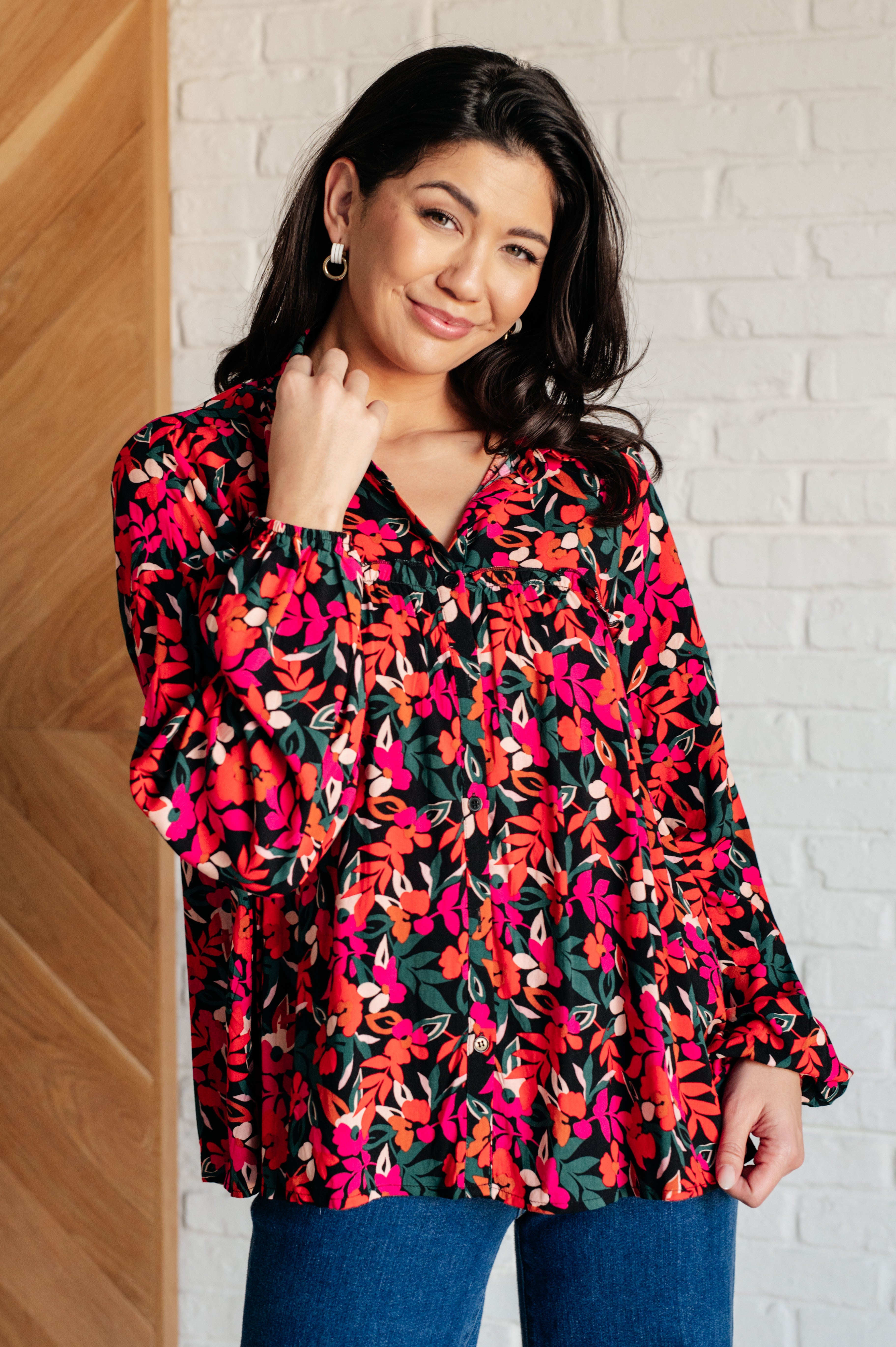 Franco Ruffle Detail Button Up